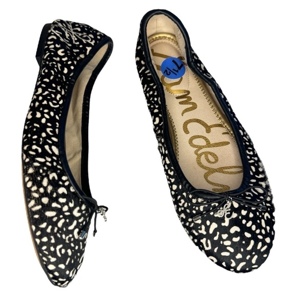 Sam Edelman Shoes - Sam Edelman Felecia Dyed Cow Fur leather ballet flats women’s 7.5 black white